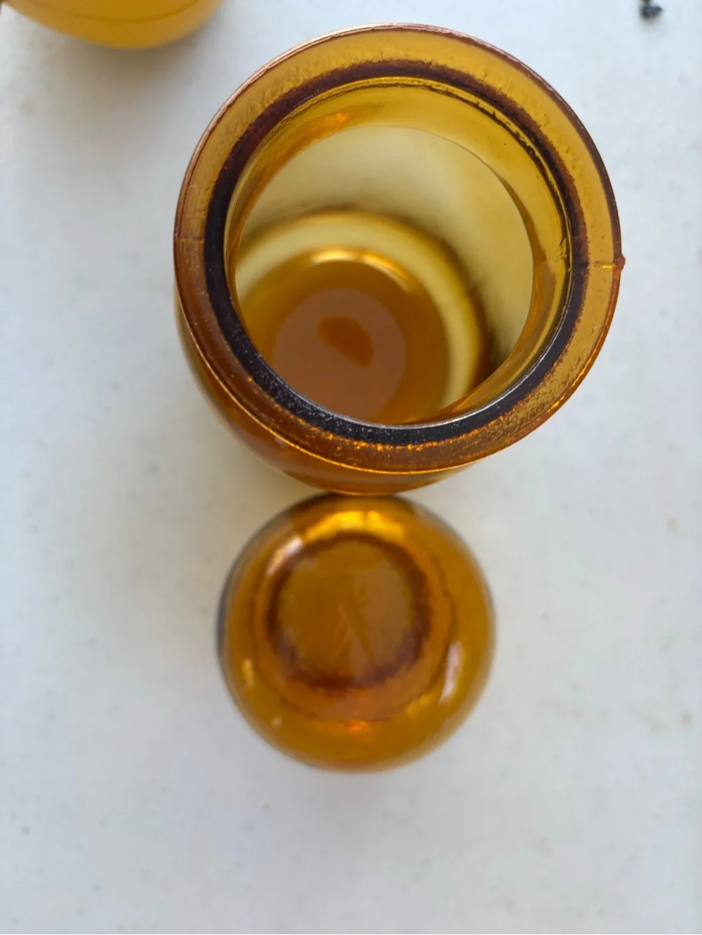 Amber Glass Apothecary Jar with Rounded Lid Vintage farmhouse